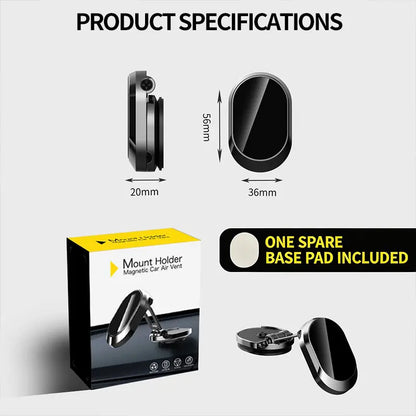 🎁Foldable Magnetic Car Phone Mount – 360° Rotating Dashboard Stand