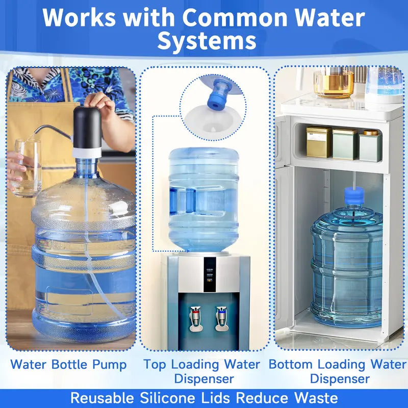 3 & 5 Gallon Water Jug Caps – Non-Spill Leak-Free Silicone Covers (Pack of 3)