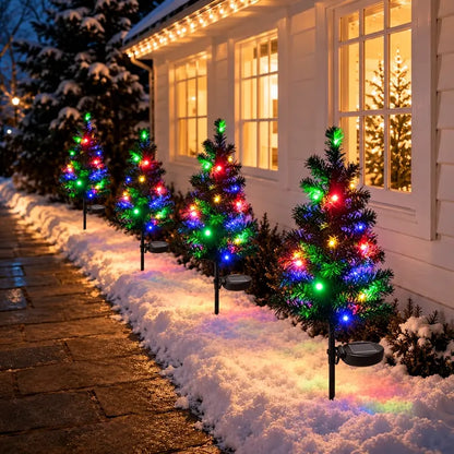 🎁2-Pack Solar Christmas Tree Lights – Colorful LED Outdoor Holiday Decorations