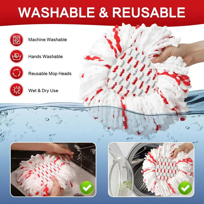 Upgraded Spin Mop Replacement Head with Built-in Scrub Pad