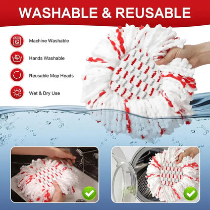 Upgraded Spin Mop Replacement Head with Built-in Scrub Pad