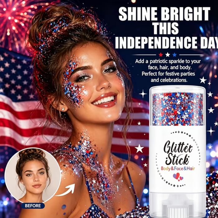 3-in-1 Patriotic Glow😍✨Red. White & Blue Glitter Body Stick