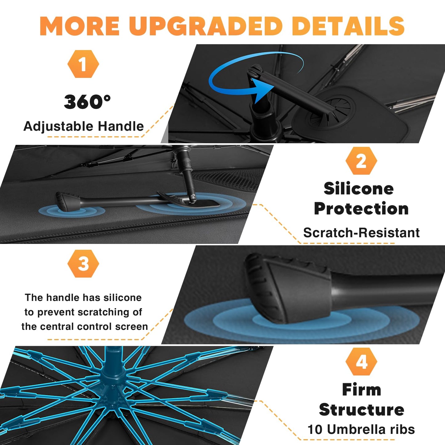 Foldable Windshield Sun Shade Umbrella 55" x 31" ☂️🚗 | Reflective Car Sunshade for Heat Insulation & UV Protection