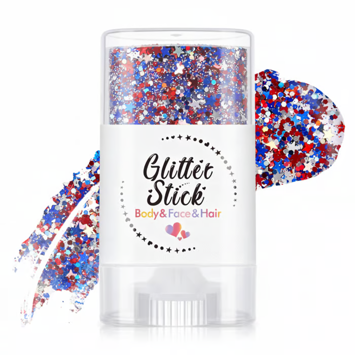 3-in-1 Patriotic Glow😍✨Red. White & Blue Glitter Body Stick