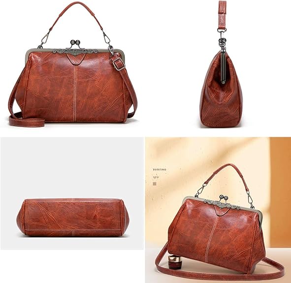 💼2026 New Kattee Elegant Waterproof Women's Leather Kiss-Lock Tote Handbag