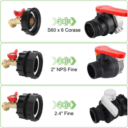 275-330 Gallon IBC Tote Tank Adapter 🌿💧 | Leak-Proof Garden Hose Connector with Shut-Off Valve