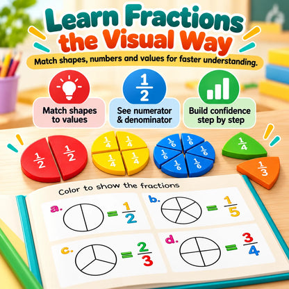 🎁Magnetic Fraction Learning Book – Hands-On Math Manipulative for Kids