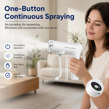 Portable Nano Mist Sprayer – Rechargeable Fine Mist Spray Gun with 380ml Large Capacity & USB-C Charging