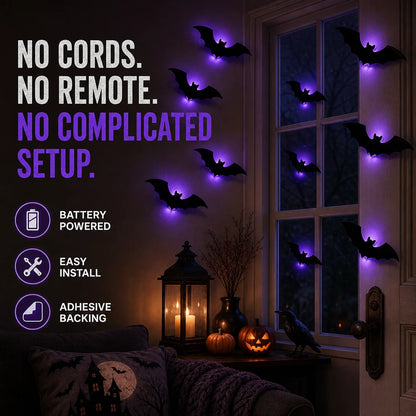 3D Bat LED Halloween Wall Decorations With Lights