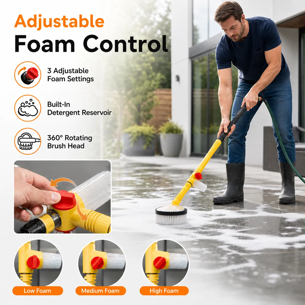 360° Rotating Multi-Purpose Foam Cleaning Brush