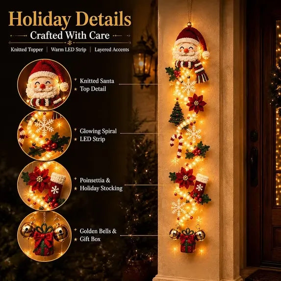 🎁Lighted Christmas Door Hanger – Glowing Santa, Snowman & Reindeer Holiday Wall Decor