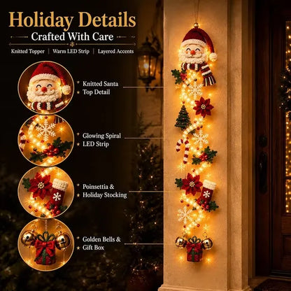 🎁Lighted Christmas Door Hanger – Glowing Santa, Snowman & Reindeer Holiday Wall Decor
