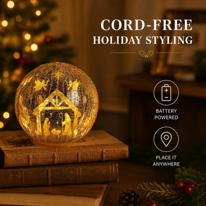 Golden Crackle Glass Christmas LED Table Lamp