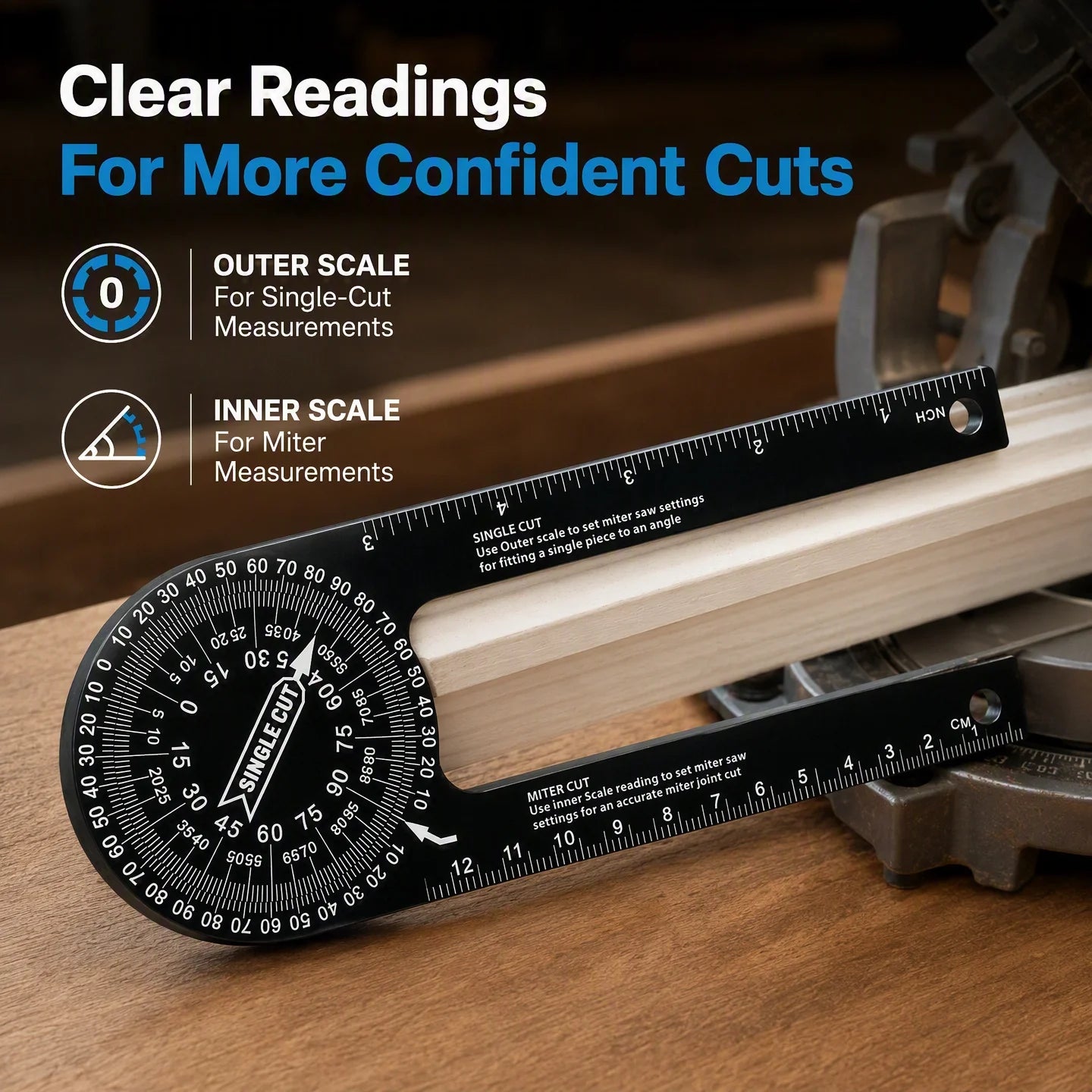 7.28-Inch Aluminum Miter Saw Protractor for Precise Cuts