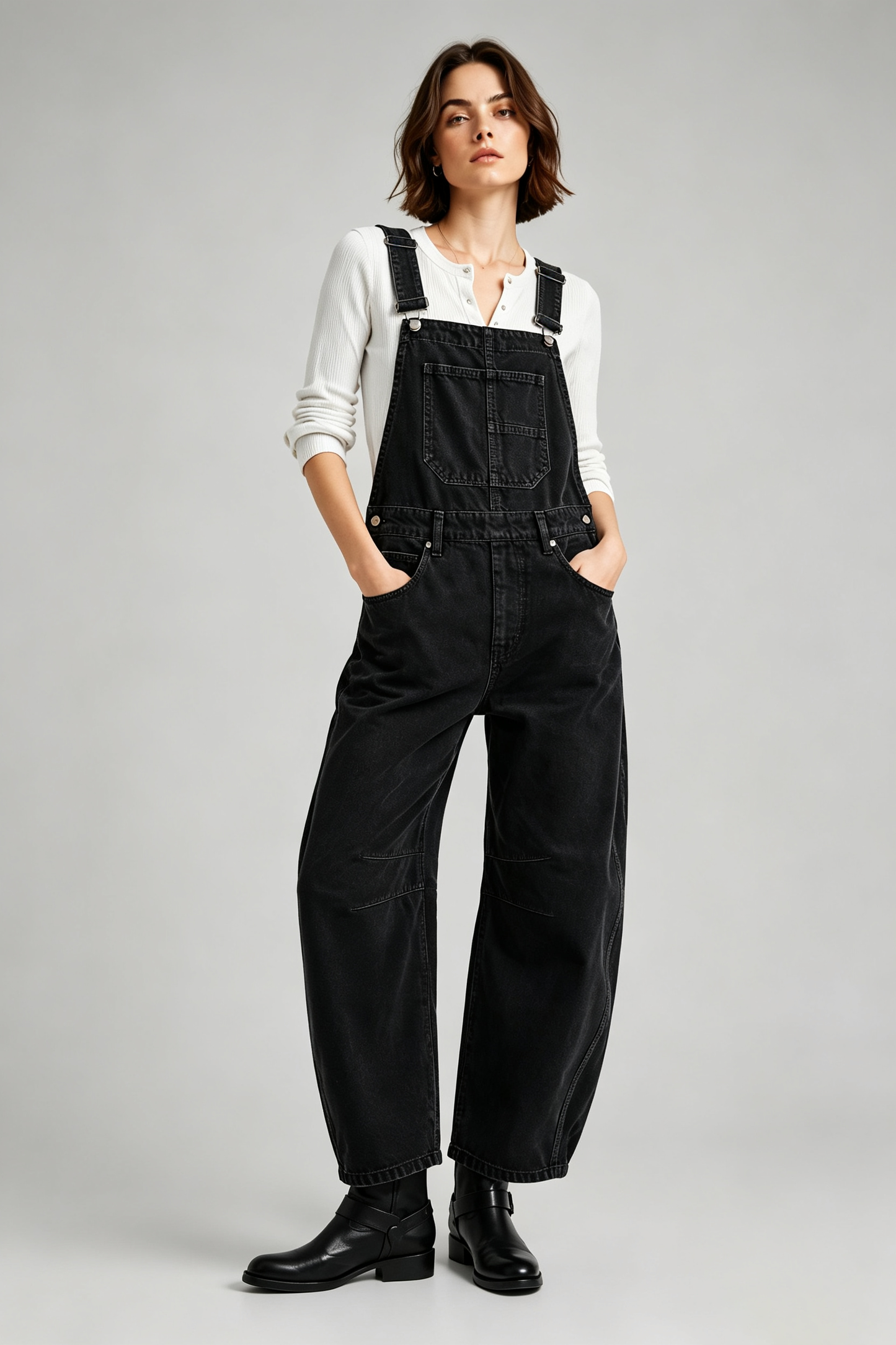 Women’s Relaxed Wide-Leg Denim Overalls