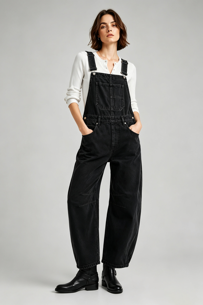Women’s Relaxed Wide-Leg Denim Overalls