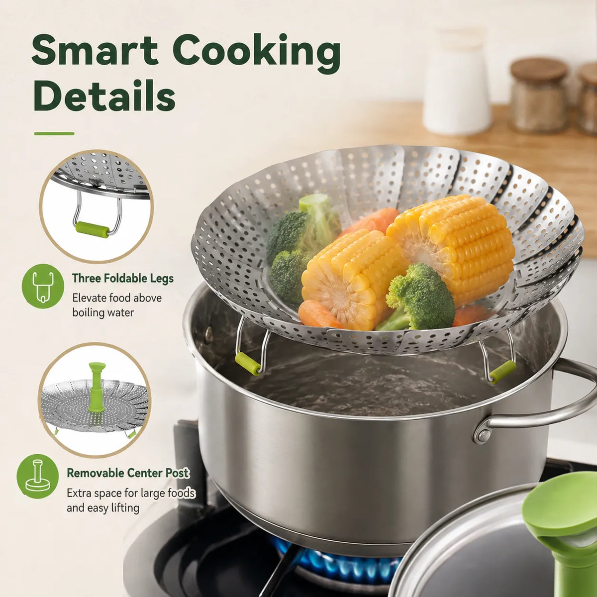 Expandable Stainless Steel Folding Steamer Basket