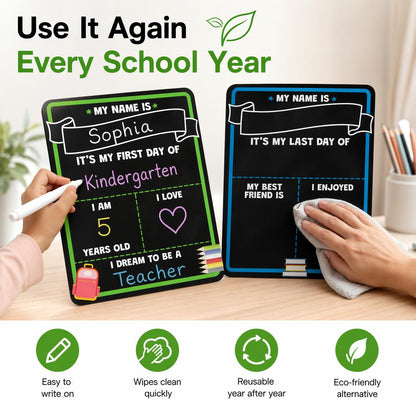 Reusable First Day School Chalkboard Sign Set (10 × 12 in )
