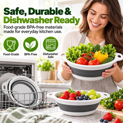 🎁3-Piece Collapsible Colander Set with Self-Draining Base