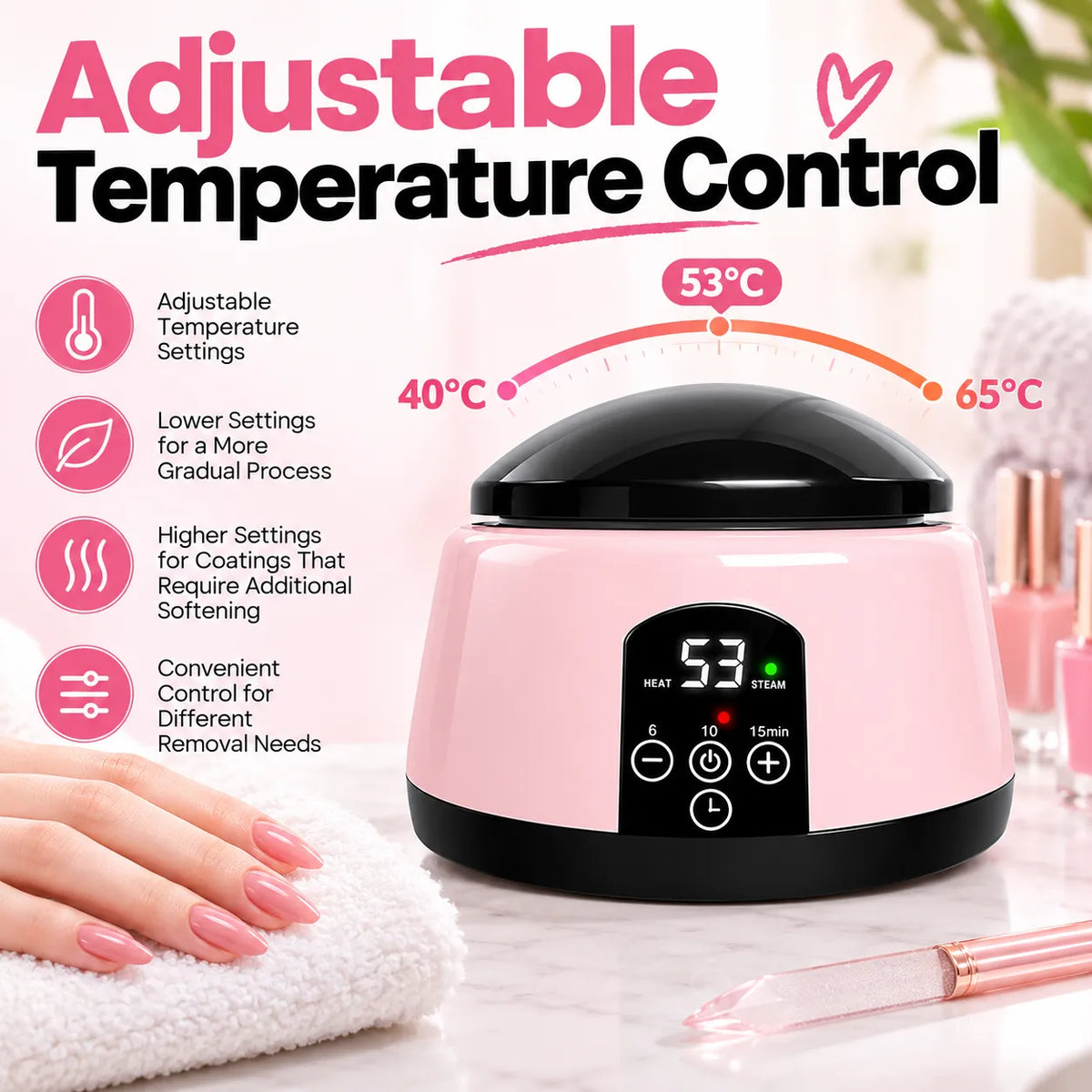 🎁Steam Gel Nail Polish Remover – Adjustable Temperature & Timer for At-Home Nail Care