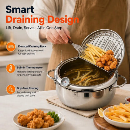 304 Stainless Steel Deep Fryer Pot With Thermometer