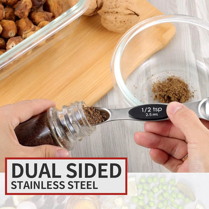 🎁9-Piece Magnetic Stainless Steel Measuring Spoon Set – Dual-Sided for Cooking & Baking