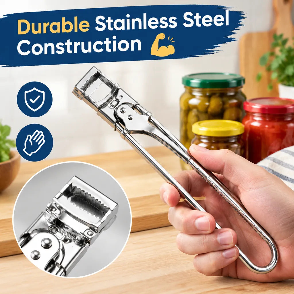 🎁Adjustable Stainless Steel Jar Opener – Easy-Grip Lid & Bottle Opener