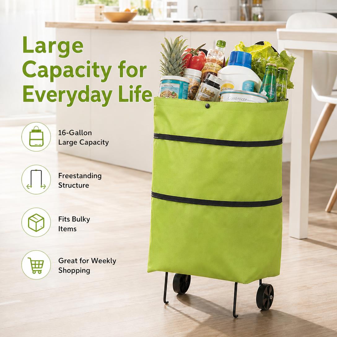 Portable Foldable Shopping Trolley Bag with Wheels