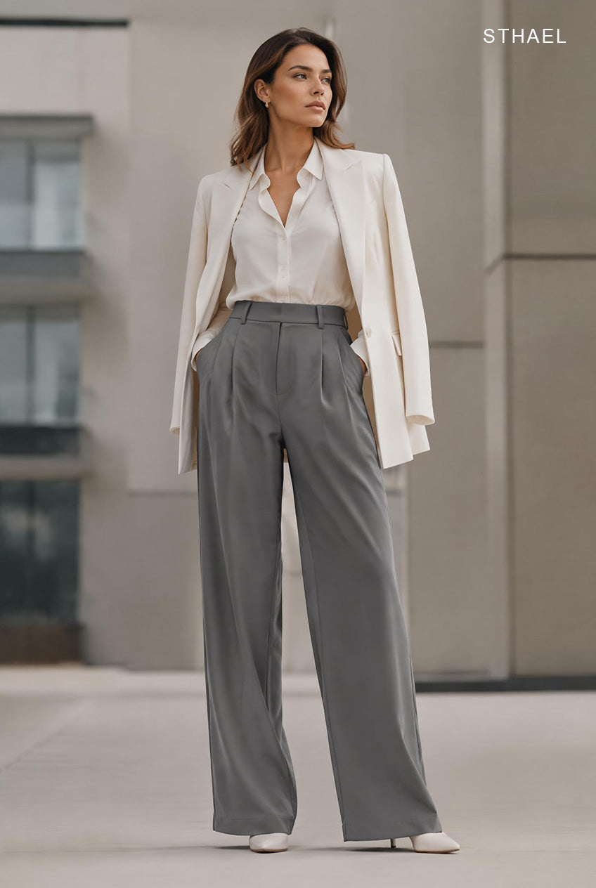 High-Waisted Stretch Straight Leg Pocket Work Pants
