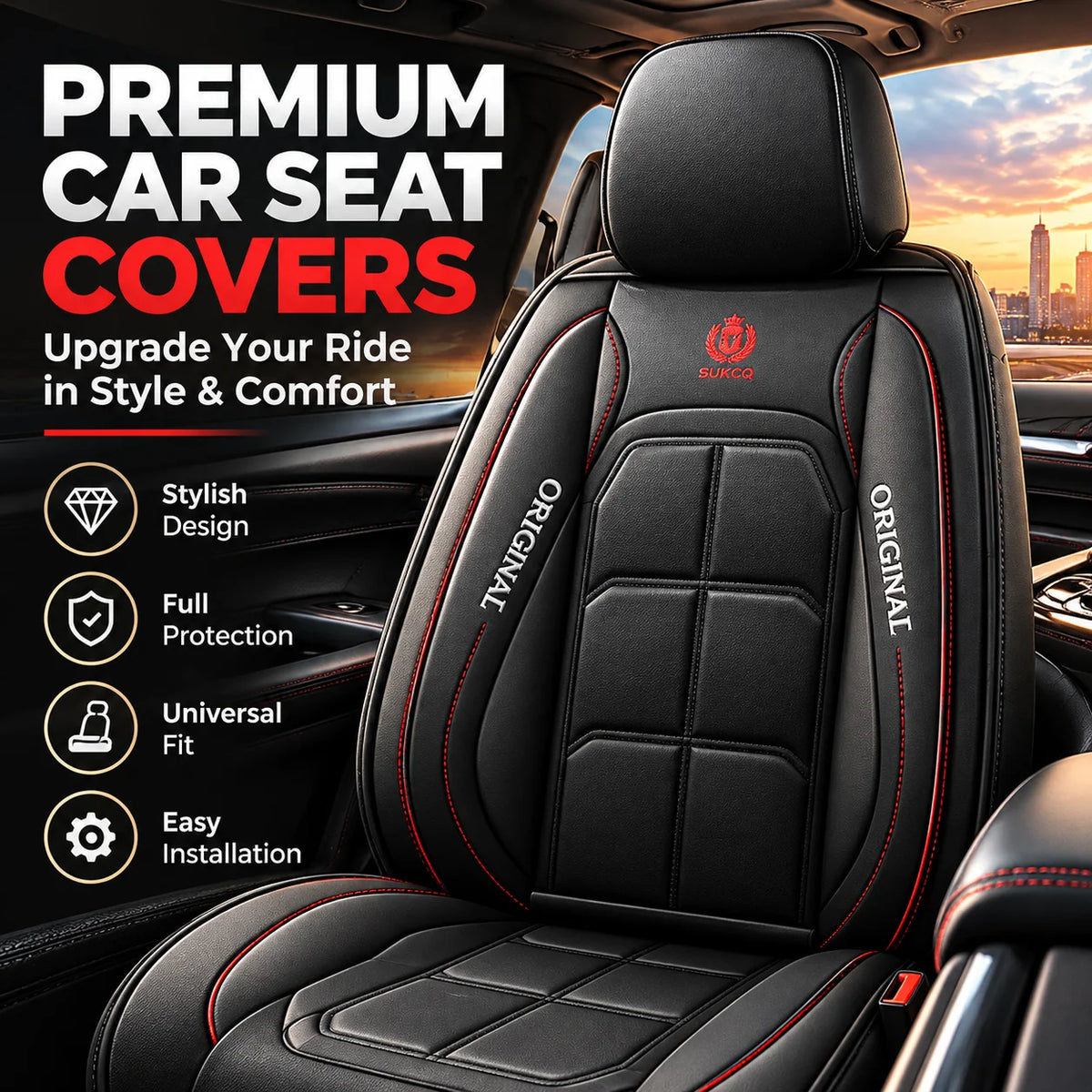 🎁Universal 9D PU Leather Car Seat Covers – Full Seat Protection