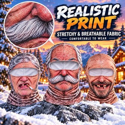 🎁Funny Old Man Face Balaclava – Warm Wind-Resistant Winter Ski Mask