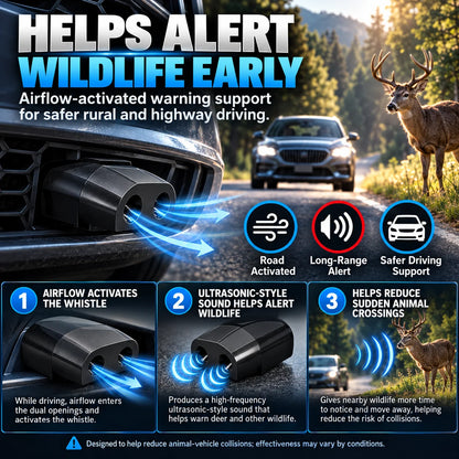 🎁4-Pack Dual Deer Warning Whistles – Compact Airflow-Activated Wildlife Alert for Cars, SUVs & Trucks