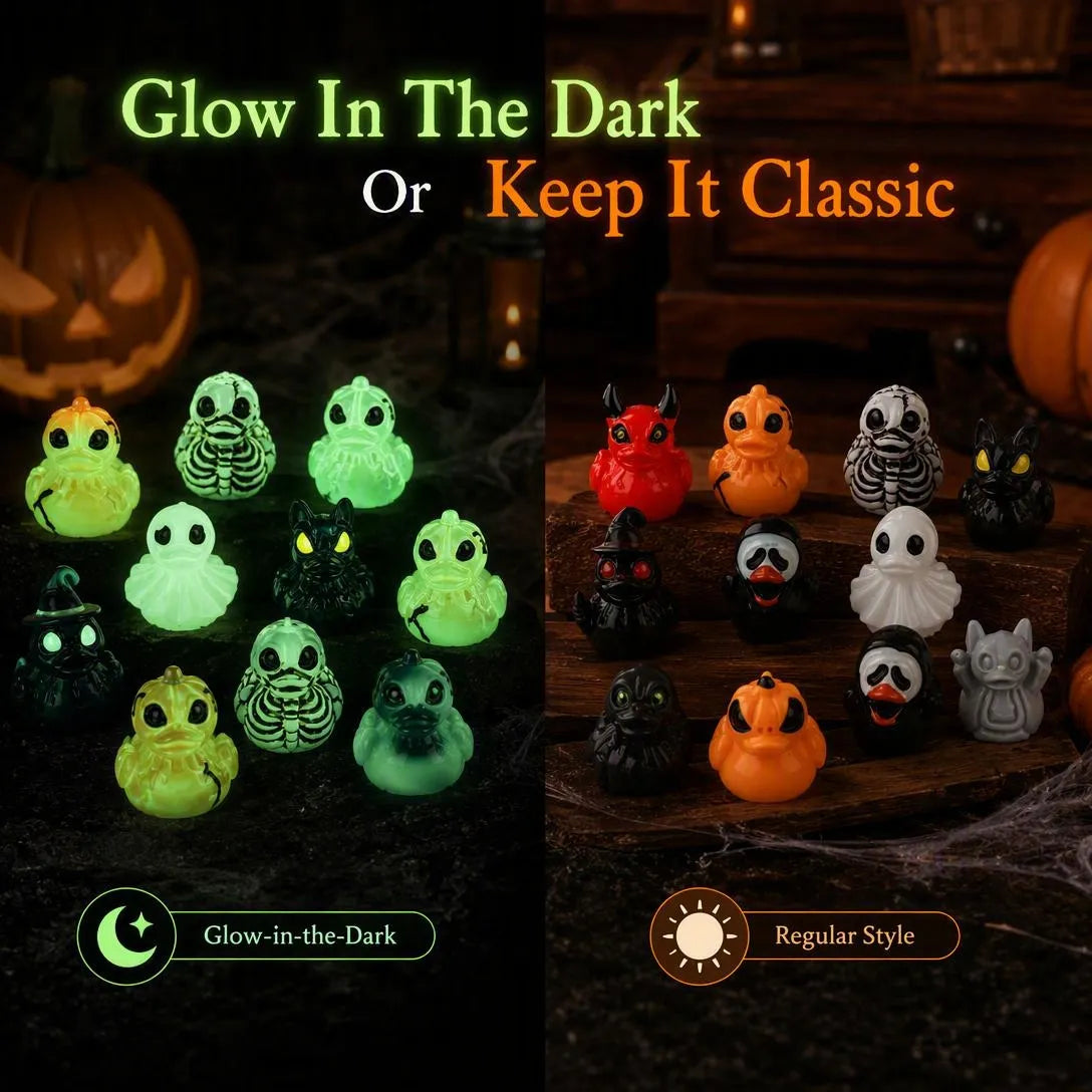 12-Piece Halloween Resin Duck Miniature Decor Set
