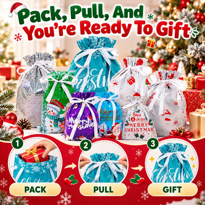🎁21-Piece Christmas Drawstring Gift Bag Set