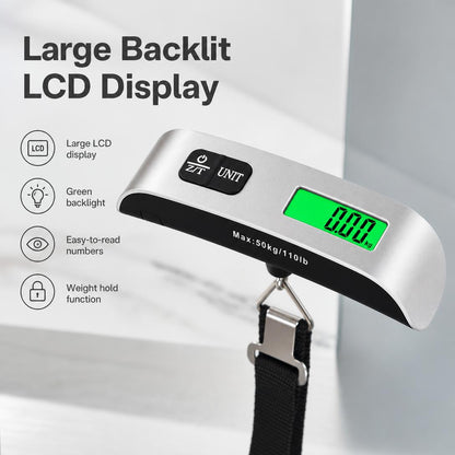 Portable Digital Hanging Luggage Scale with Backlit LCD Display