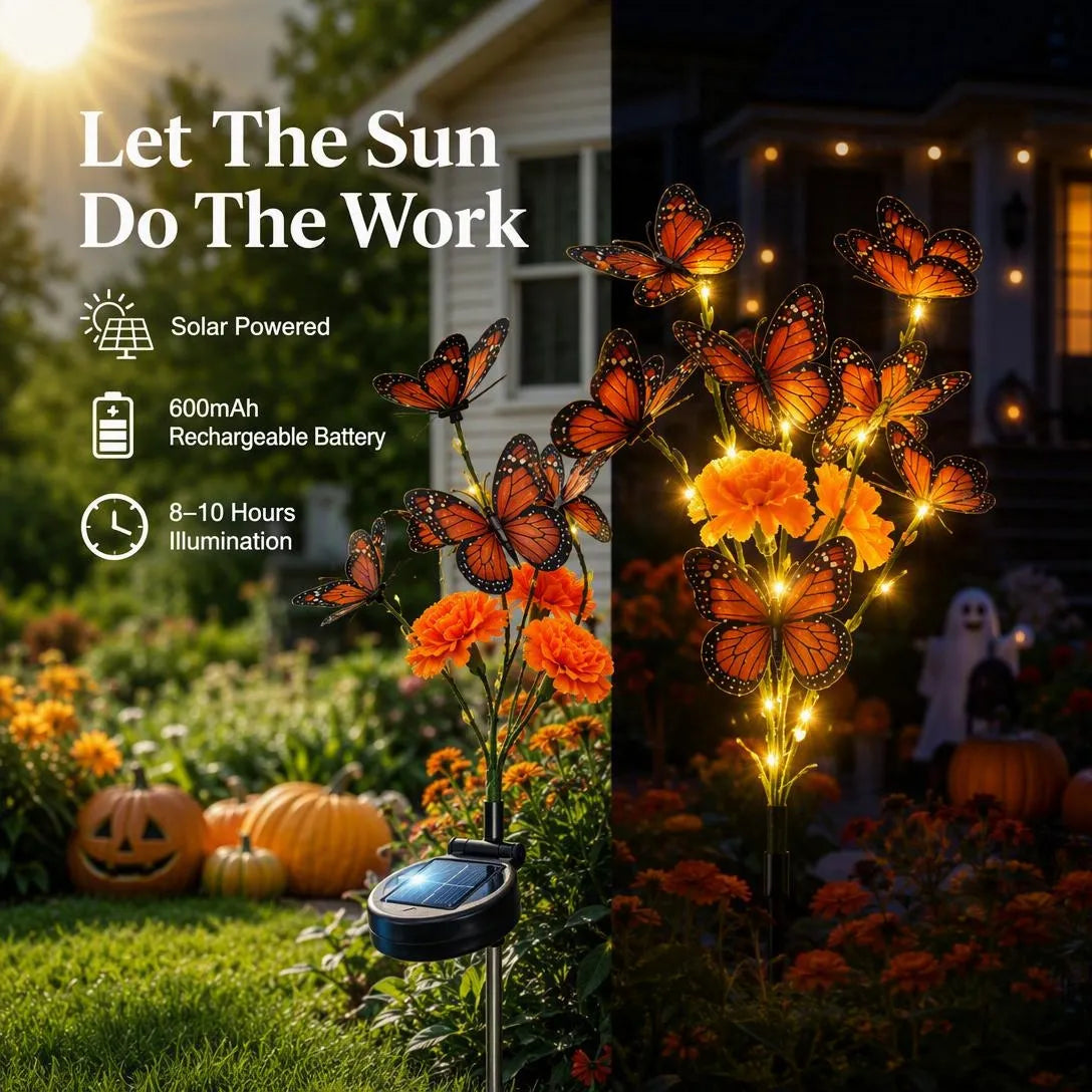 Solar Marigold Butterfly Memorial Garden Lights