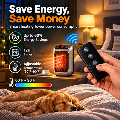 🎁Plug-In Ceramic Heater with Remote Control & Smart Thermostat