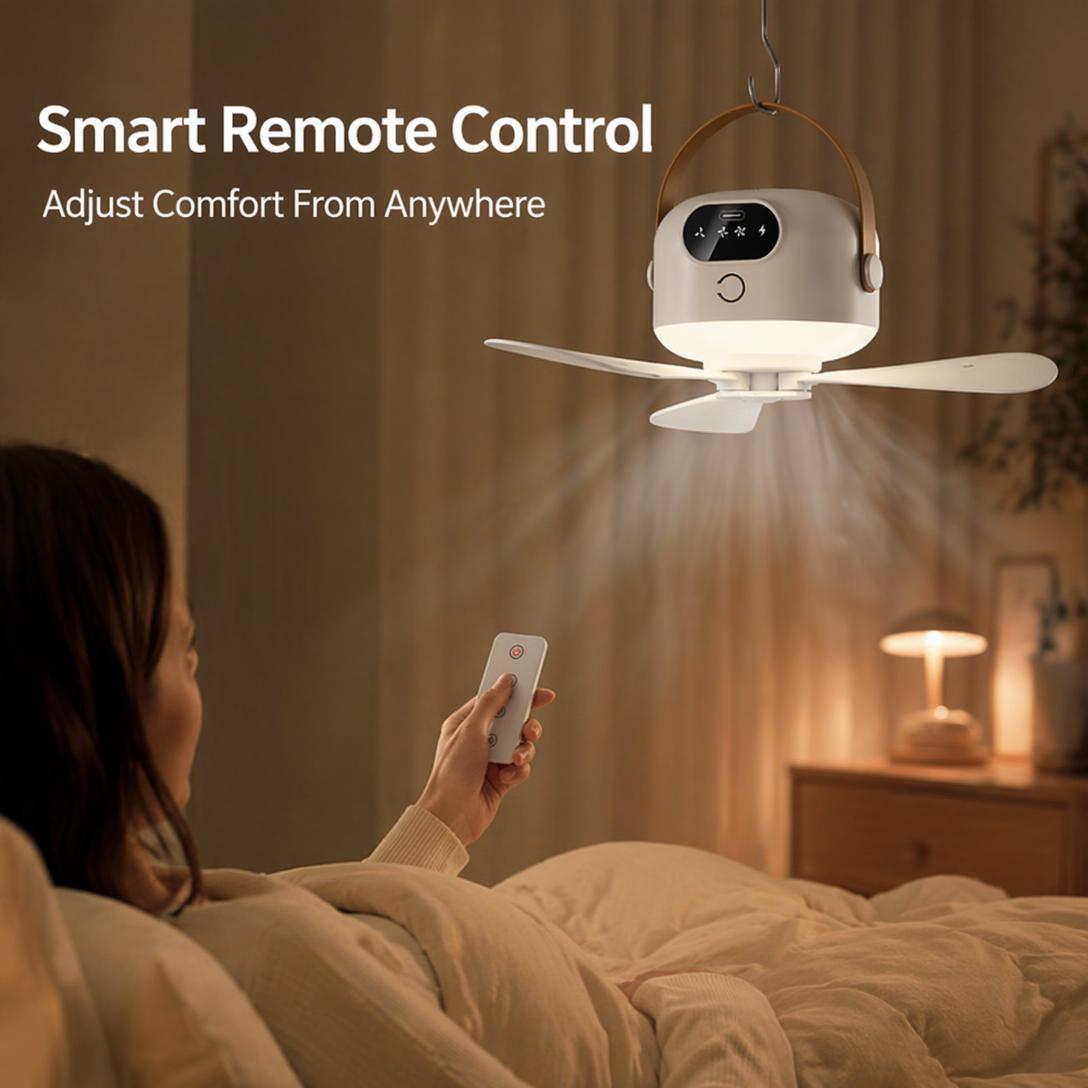 Rechargeable Portable Fan With LED Light & Remote Control