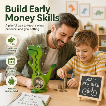 🦕Wooden Dinosaur Piggy Bank for Kids Boys & Girls