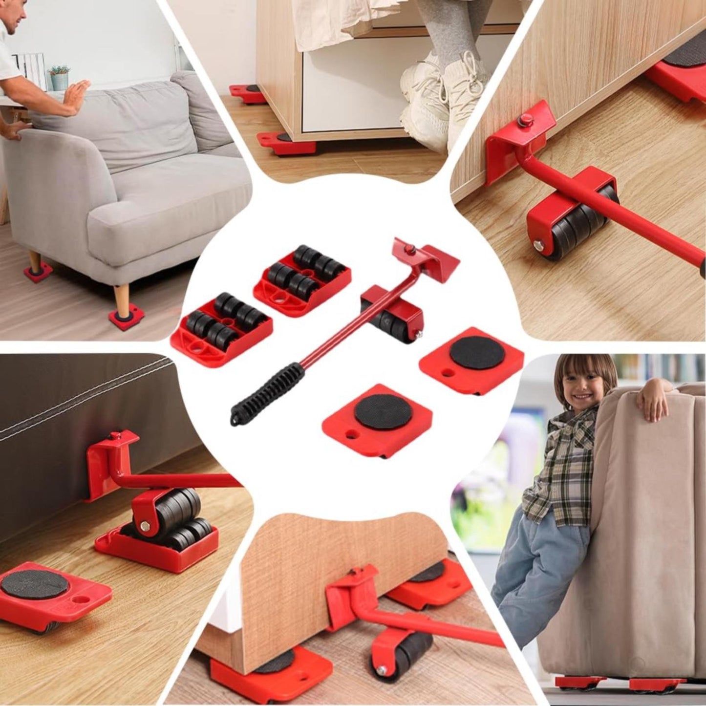Furniture Lift Mover Tool Set with 4 Wheels