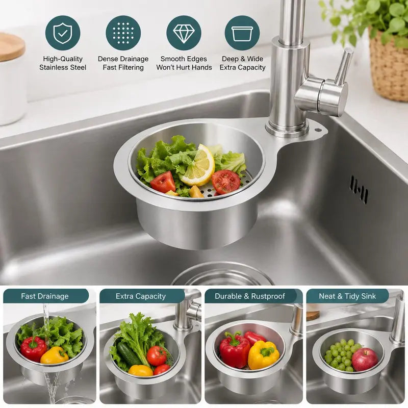 🎁2 Count Stainless Steel Hanging Sink Drain Strainer Baskets