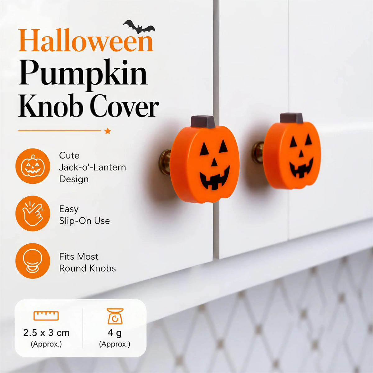 10Pcs Pumpkin Cabinet Knob Covers — Instant Halloween Decor