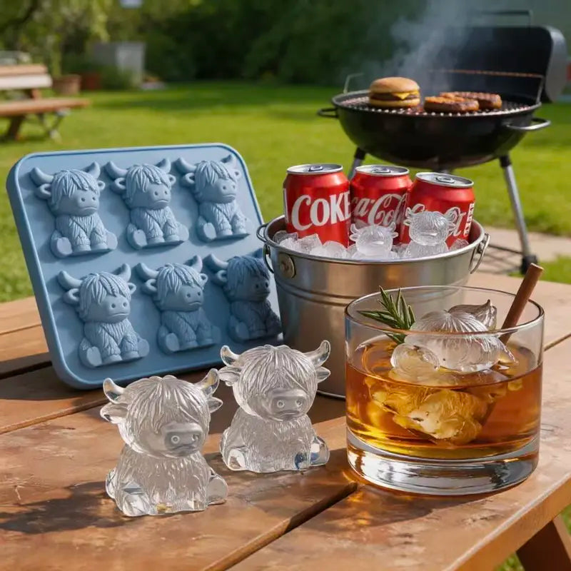 Mini Highland Cow Ice Cube Mold – Cute 3D Silicone Ice Tray for Whiskey, Cocktails & Parties 🐮🧊