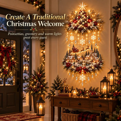 🎁Illuminated Christmas Tree &amp; Snowy Village Wall Hanging