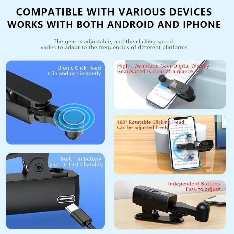 📱 2026 Upgraded Auto Clicker – Hands-Free Continuous Tap Device for Gaming, Live Streaming & Apps ⚡