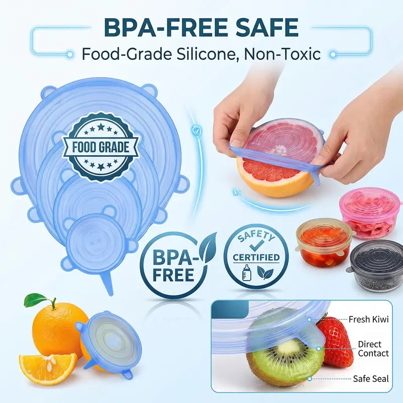 Universal Reusable Silicone Lids – 6-Pack