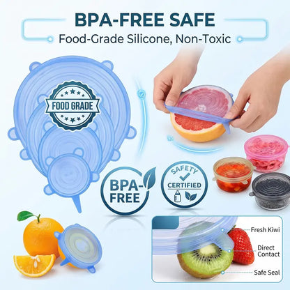 Universal Reusable Silicone Lids – 6-Pack