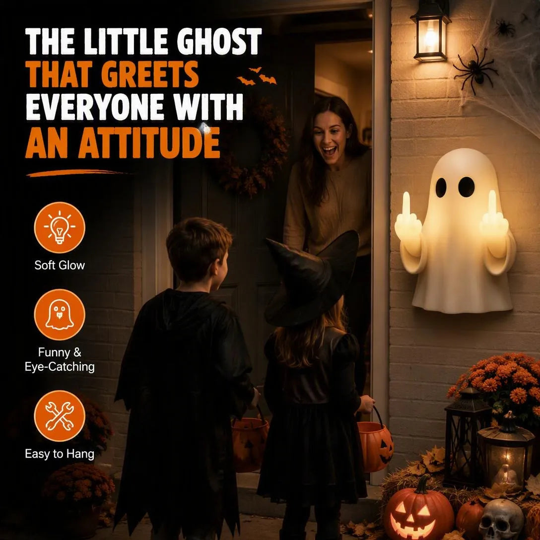 Funny Middle Finger Ghost Halloween LED Night Light