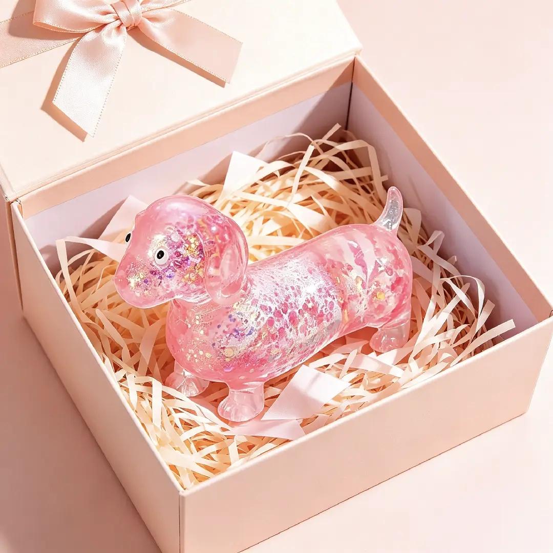 Sparkly Dachshund Squishy Stress Relief Toy – Cute Stretchy Anxiety Fidget for Kids & Adults