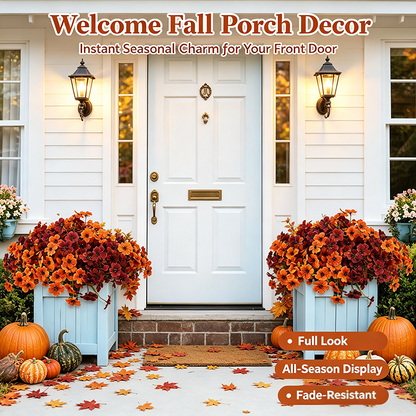 Fall Artificial Flower Halloween 12pcs. UV Resistant Colorful Fake Flower🍂